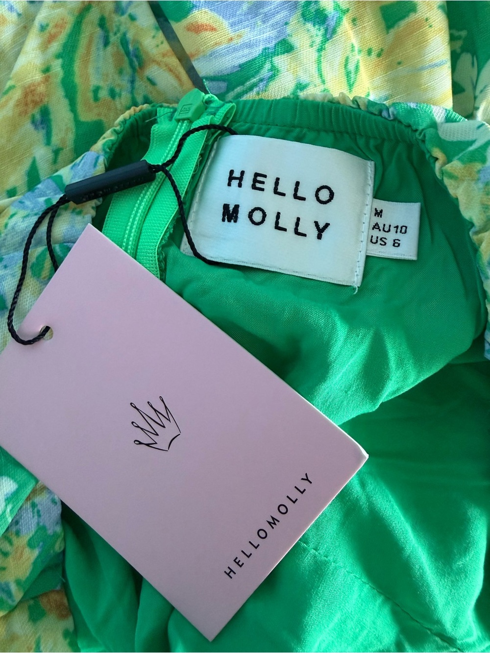 Hello Molly POWER TO YOU MINI DRESS GREEN/ BLUE/ YELLOW - 6 - Picture 2 of 7